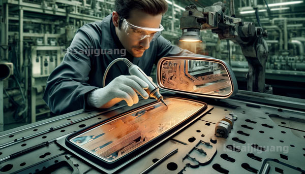 后視鏡（加熱片）激光蝕刻線(xiàn)路與傳統(tǒng)酸洗的對(duì)比